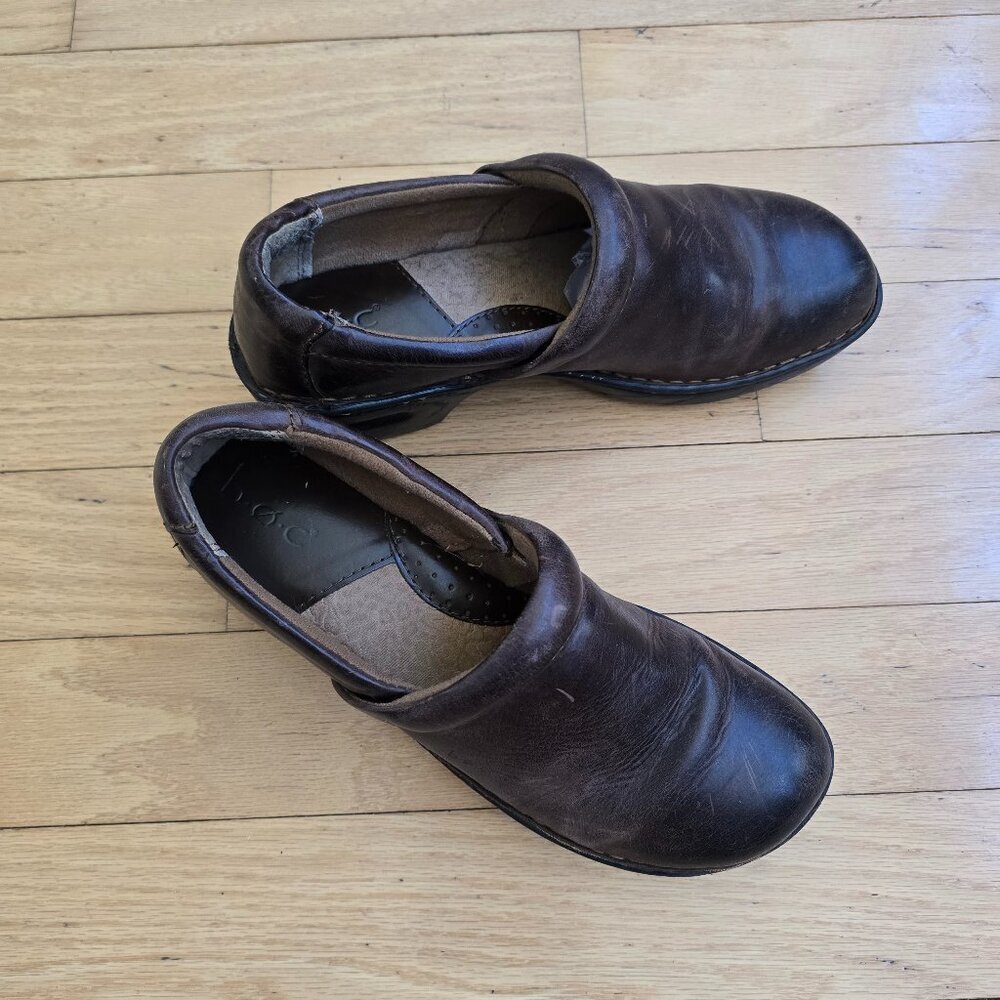 BOC | monochrome brown leather whimsy clog shoes | WMS 9.5